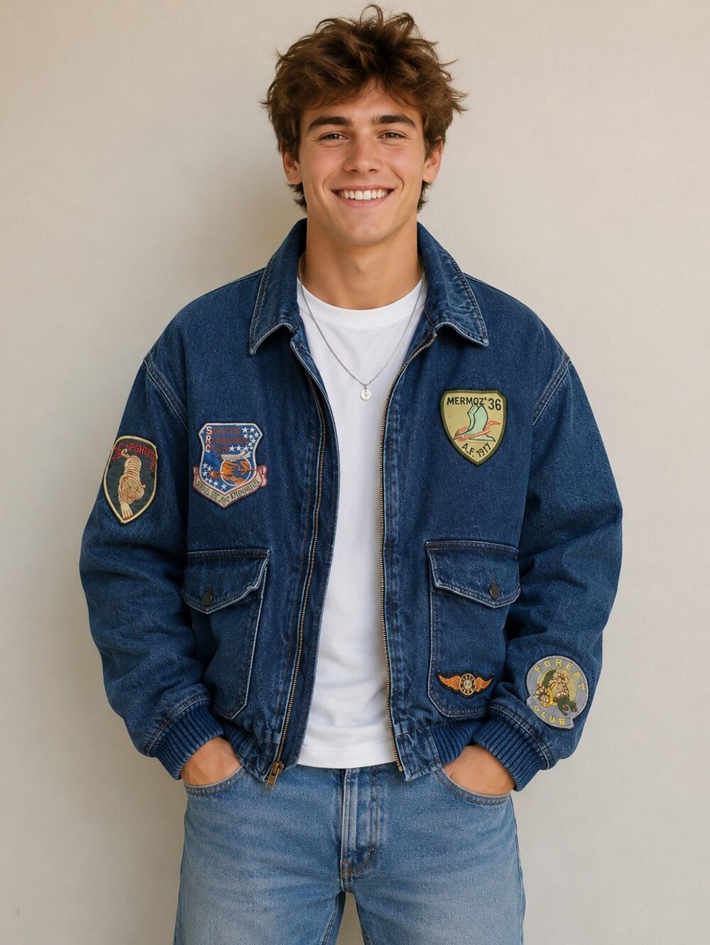 Forest Club Vintage Denim‎ Military Jacket Large